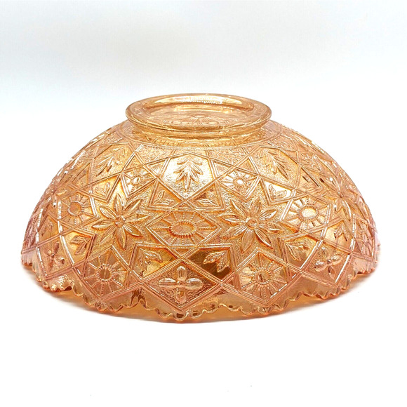 Marigold Carnival Glass Bowl Hattie Luster Glass with Scalloped Edges - Picture 4 of 10